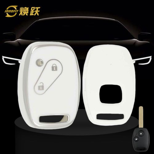 HON2T1-White-Silver Plating- Car Key Cover For Honda