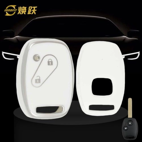 HON2T1-White-Silver Plating- Car Key Cover For Honda