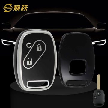 HON2T1-Black-Silver Plating- Car Key Cover For Honda