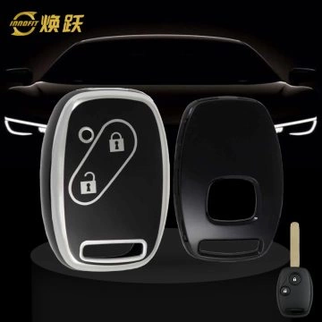 HON2T1-Black-Silver Plating- Car Key Cover For Honda