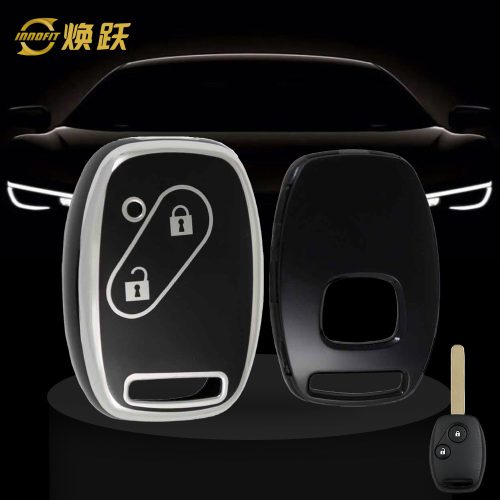 HON2T1-Black-Silver Plating- Car Key Cover For Honda
