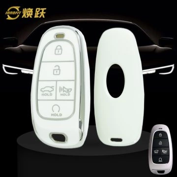 HYE3T1-White-Silver Plating- Car Key Cover For Hyundai