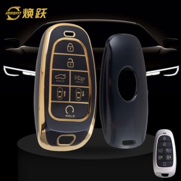 HYE4T1-Black-Gold Plating- Car Key Cover For Hyundai