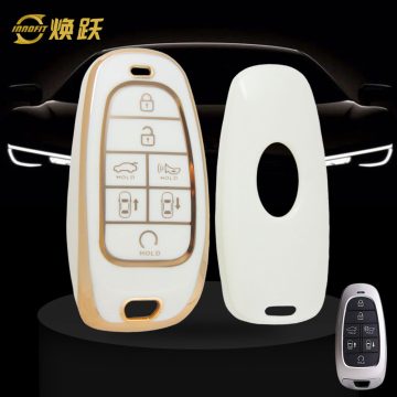 HYE4T1-White-Gold Plating- Car Key Cover For Hyundai