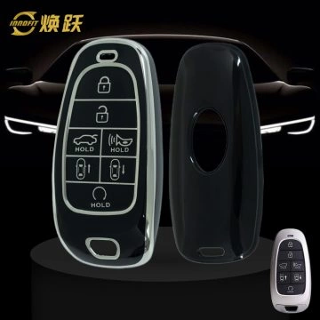 HYE4T1-Black-Silver Plating- Car Key Cover For Hyundai