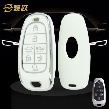 HYE4T1-White-Silver Plating- Car Key Cover For Hyundai