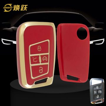 VOD2T1-Red-Gold Plating- Car Key Cover For Volkswagen