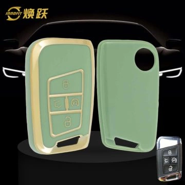 VOD2T1-Green-Gold Plating- Car Key Cover For Volkswagen