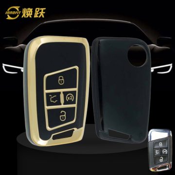 VOD2T1-Black-Gold Plating- Car Key Cover For Volkswagen