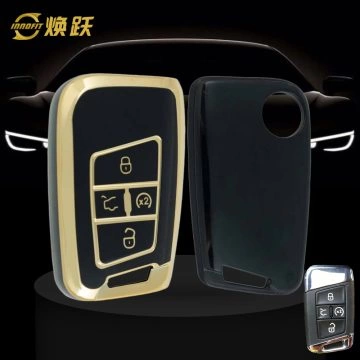 VOD2T1-Black-Gold Plating- Car Key Cover For Volkswagen