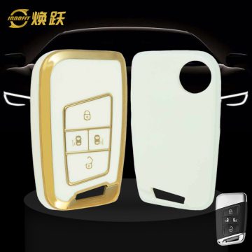 VOD3T1-White-Gold Plating- Car Key Cover For Volkswagen