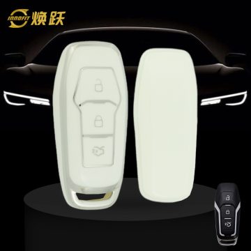 FOU3T1-White-Silver Plating- Car Key Cover For Ford