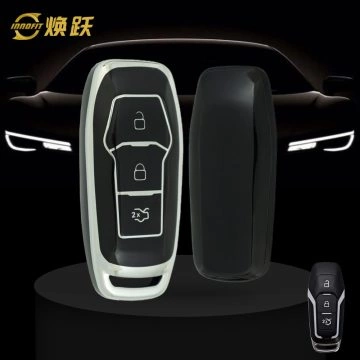 FOU3T1-Black-Silver Plating- Car Key Cover For Ford