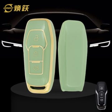FOU3T1-Green-Gold Plating- Car Key Cover For Ford