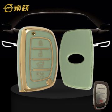 HYD3T1-Green-Gold Plating- Car Key Cover For Hyundai