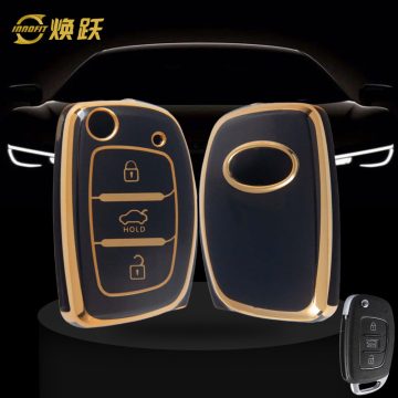 HYF1T1-Black-Gold Plating- Car Key Cover For Hyundai