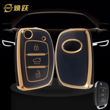 HYF1T1-Black-Gold Plating- Car Key Cover For Hyundai