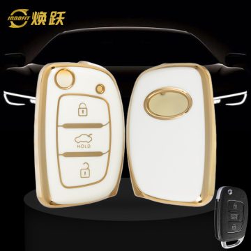 HYF1T1-White-Gold Plating- Car Key Cover For Hyundai