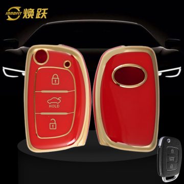 HYF1T1-Rosso-Placcatura oro- Copertura della chiave dell'auto per Hyundai