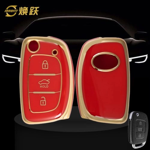 HYF1T1-Red-Gold Plating- Car Key Cover For Hyundai