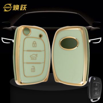 HYF1T1-Green-Gold Plating- Car Key Cover For Hyundai