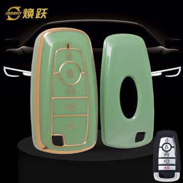 FOB4T1-Green-Gold Plating- Car Key Cover For Ford