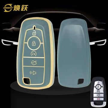 FOB4T1-Granny Grey-Gold Plating- Car Key Cover For Ford