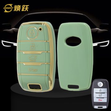 KIC1T1-Green-Gold Plating- Car Key Cover For Kia