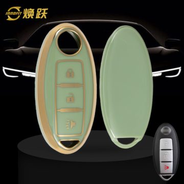 NIB2T1-Green-Gold Plating- Car Key Cover For Nissan Infiniti