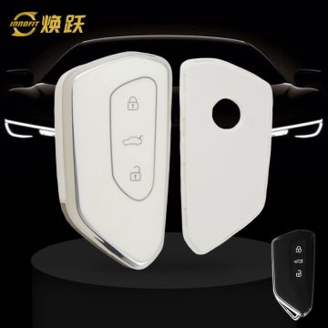 VOC1T1-White-Silver Plating- Car Key Cover For Volkswagen skoda