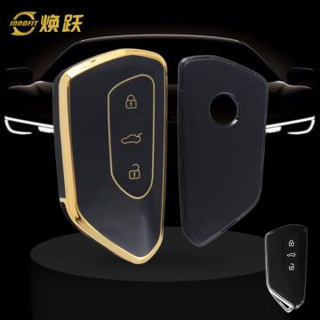 VOC1T1-Black-Gold Plating- Car Key Cover For Volkswagen skoda