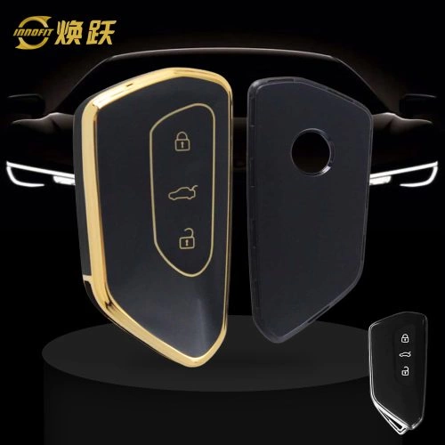 VOC1T1-Black-Gold Plating- Car Key Cover For Volkswagen skoda