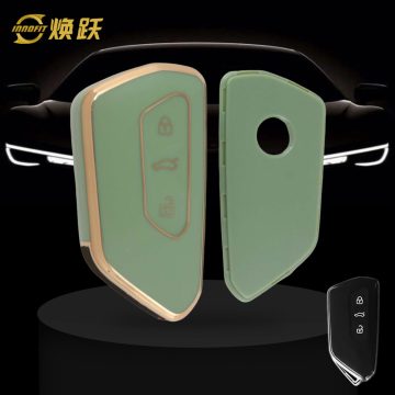 VOC1T1-Green-Gold Plating- Car Key Cover For Volkswagen skoda