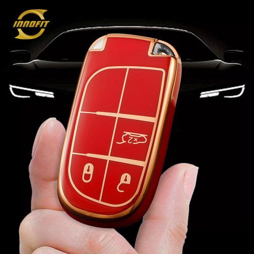 DOA1T1-Red-Gold Plating- Car Key Cover For Dodge