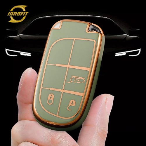 DOA1T1-Green-Gold Plating- Car Key Cover For Dodge
