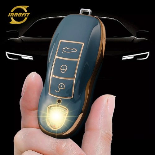 POA1T1-Granny Grey-Gold Plating- Car Key Cover For Porsche