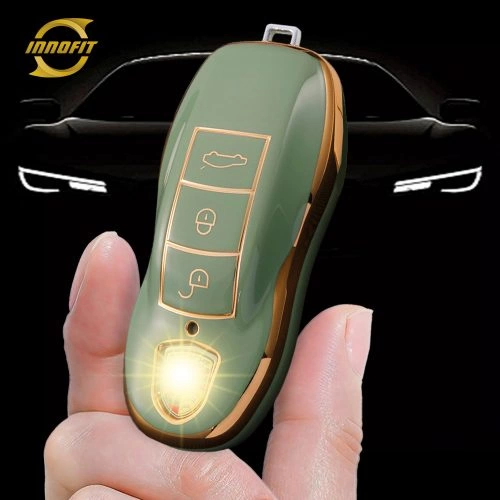 POA1T1-Green-Gold Plating- Car Key Cover For Porsche