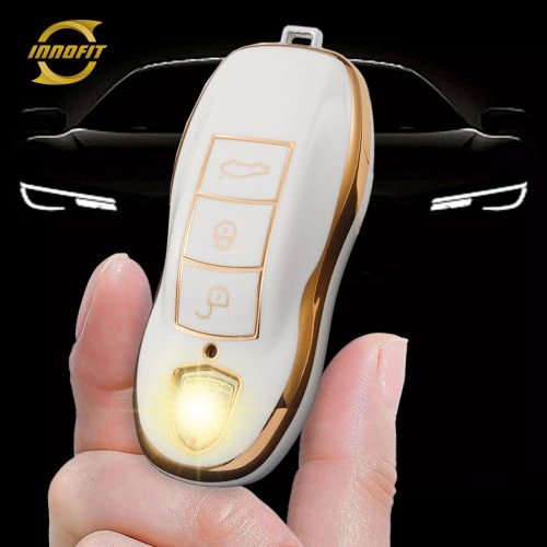 POA1T1-White-Gold Plating- Car Key Cover For Porsche
