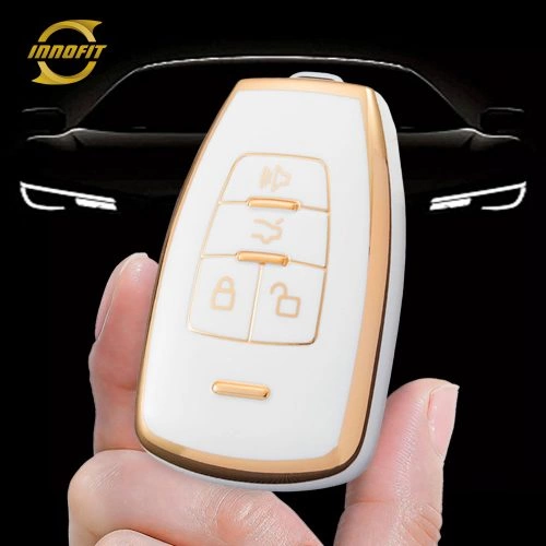 BIA1T1-White-Gold Plating- Car Key Cover For BAIC