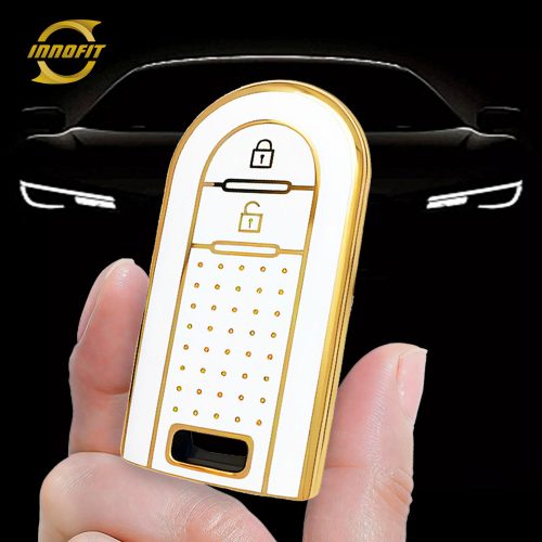 PEA1T1-White-Gold Plating- Car Key Cover For Toyota Perodua