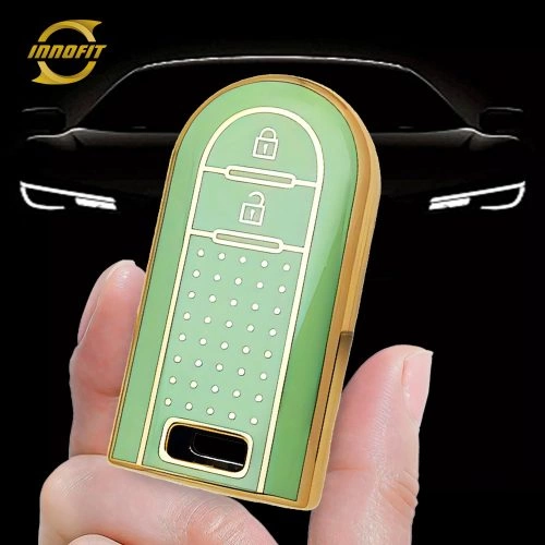 PEA1T1-Green-Gold Plating- Car Key Cover For Toyota Perodua