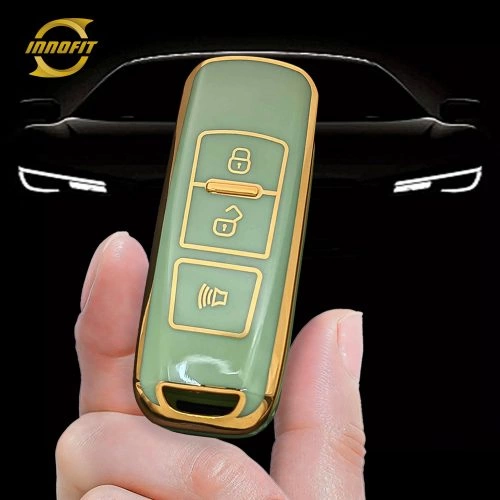 PRA1T1-Green-Gold Plating- Car Key Cover For Proton