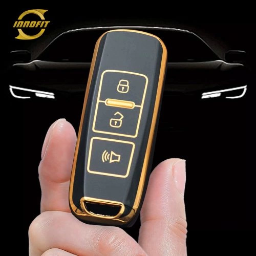 PRA1T1-Black-Gold Plating- Car Key Cover For Proton