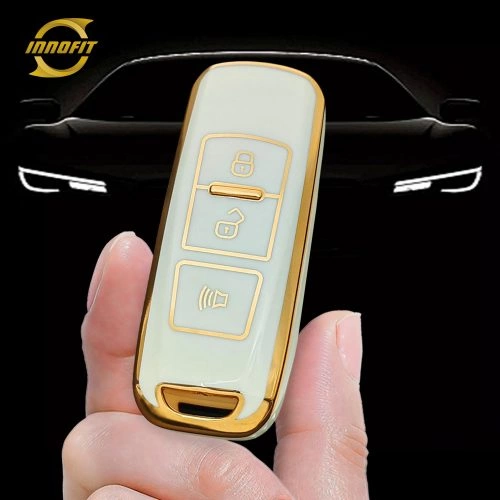 PRA1T1-White-Gold Plating- Car Key Cover For Proton
