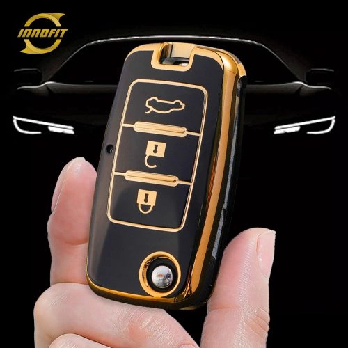 VEA1T1-Black-Gold Plating- Car Key Cover For Venucia