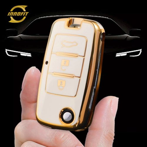 VEA1T1-White-Gold Plating- Car Key Cover For Venucia