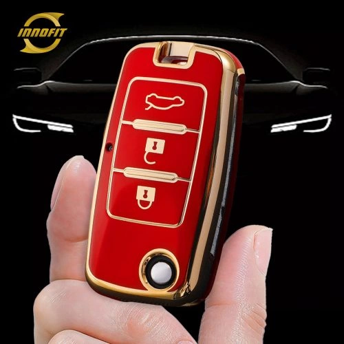 VEA1T1-Red-Gold Plating- Car Key Cover For Venucia