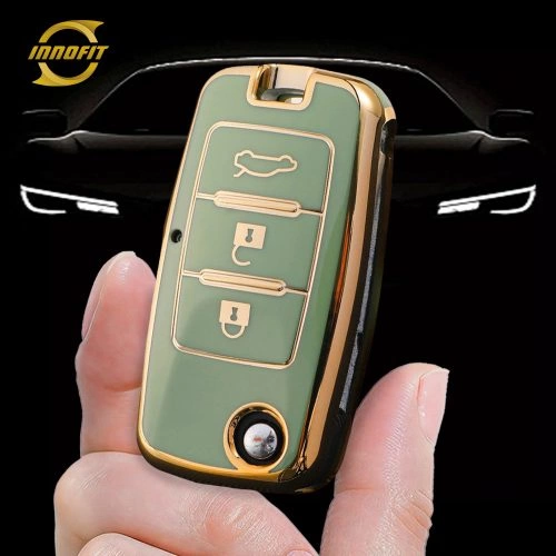 VEA1T1-Green-Gold Plating- Car Key Cover For Venucia