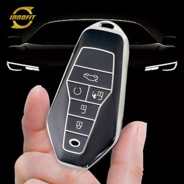 HEA1T1-블랙-실버 도금-자동차 키 커버 여기유캔용