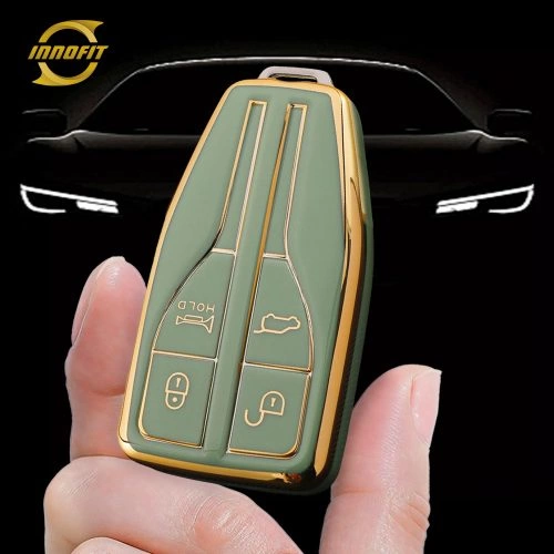 HNA1T1-Green-Gold Plating- Car Key Cover For Hong Qi